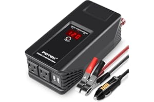 POTEK 750W Power Inverter 12V DC to 110V AC Car Adapter with Two USB and AC Charging Ports for Laptop,Tablet, Smartphone,Camera and more