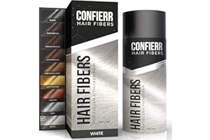 CONFIERR Keratin Hair Fibers for Men & Women - Fill In Fine or Thinning Hair, Instantly Thicker, Fuller Looking Hair (White 15g)