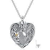 TOUPOP Hummingbird Urn Necklace for Ashes 925 Sterling Silver Heart Cremation Jewelry Keepsake Pendant with Funnel Filler Memorial Christmas Gifts for Women Mom Wife