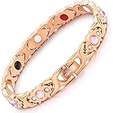 EMMORI Ultra Strength Magnetic Bracelet for Woman - 3,500 Gauss Per Magnet -Crystal Bracelet - Adjustable Length -Pulseras Magneticas (Rose Gold)