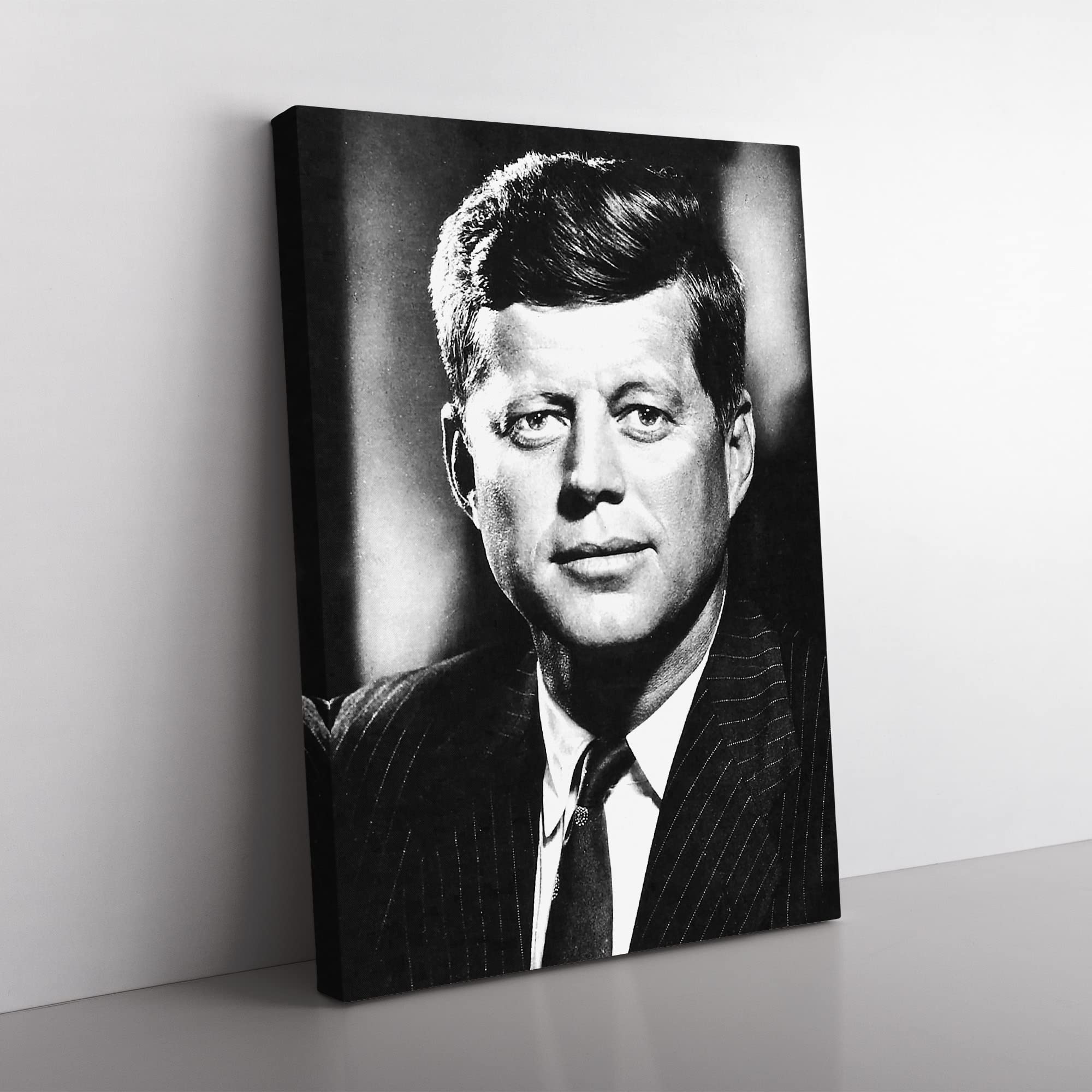 John F Kennedy Jfk President Modern Canvas Wall Art Print Ready to Hang, Framed Picture for Living Room Bedroom Home Office Décor, 50x35 cm (20x14 Inch)