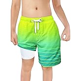 LUCOWEE Boys Swim Trunks Zipper Pockets Compression Liner Anti Chafe Swimsuit Bathing Beach Shorts Surf Quick Dry UPF 50+