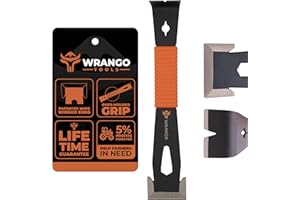 Wrangler Tools 9.5" Trim Bar Pry Bar - Patented Small Pry Bar with Bolt Remover & Nail Puller for Home Improvement & Construc