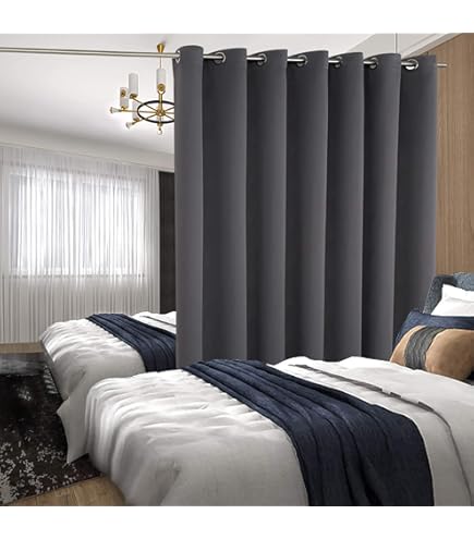 Deconovo Cortinas Divisoras De Habitación Para Oficina, Pantalla De Cortina Opaca Ancha Para Dormitorio, Cortinas Térmicas, Cortinas Insonorizadas Para Puerta Corrediza, Teatro (Beige, 8.3 Pies De