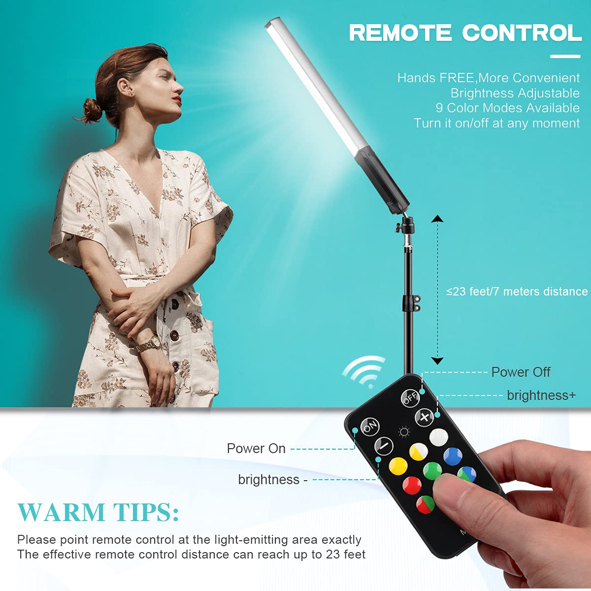 Hagibis RGB Handheld Photography Light LED Video Light Wand 9 Colors,with Built-in Rechargable Battery and Remote Control,1000 Lumens Adjustable 3200K-5600K,Hot Shoe Adapter Included. (10 Colors)