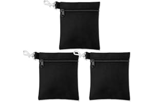 3pcs Golf Tee Bags, 6.69x5.51in Portable Golf Ball Pouch Zipper Golf Accessory Bag with Metal Lobster Claw Clip Golf Ball Sto