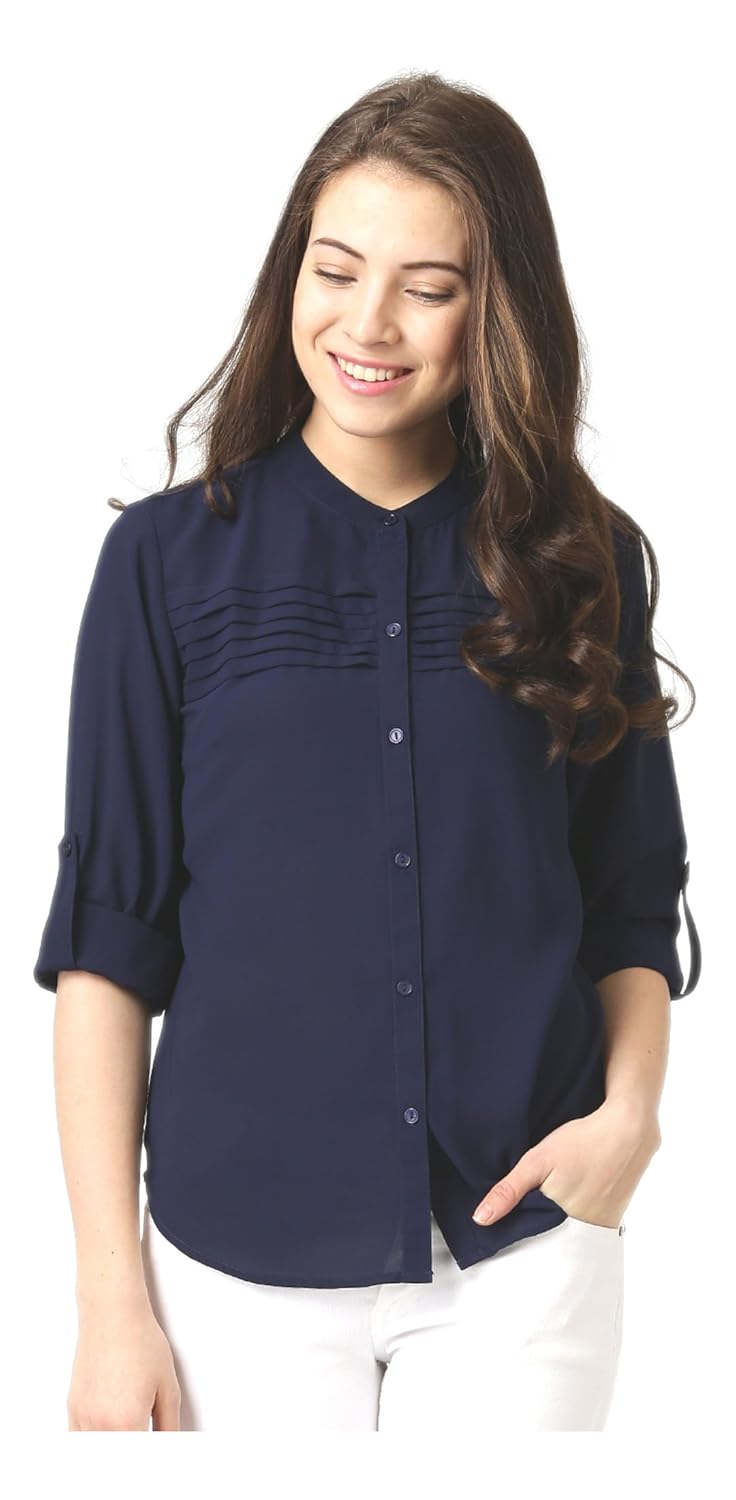 marie claire women's shirt (mc10056--s, blue, small)