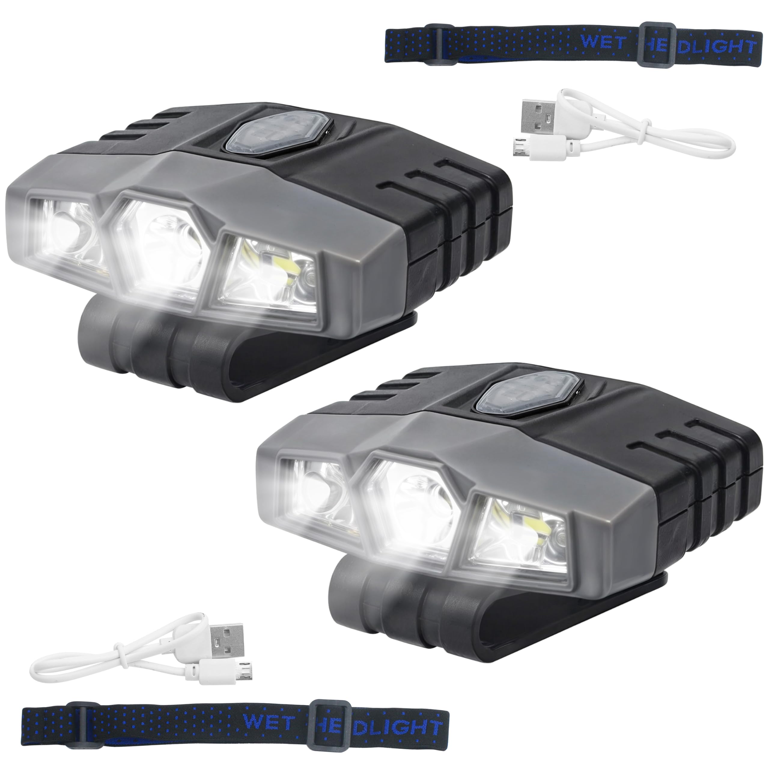 Photo 1 of 2Pcs Hat Lights Clip On Rechargeable Brim Light, Ultra Bright Micro Mini LED Cap Headlamp 150 Lumens Spotlight, Waterproof Hands Free Portable Flashlight for Baseball Cap, Running, Fishing, Camping