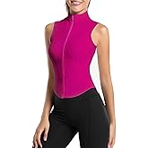 Hvewarm Women Summer Lightweight Cropped Athletic Zip Up Sleeveless Jackets Workout Gym Seamless Vests