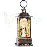 Christmas Snow Globes with Music, Snowman Snow Globe Lantern 6H Timer Lighted Christmas Lantern for Christmas Decorations