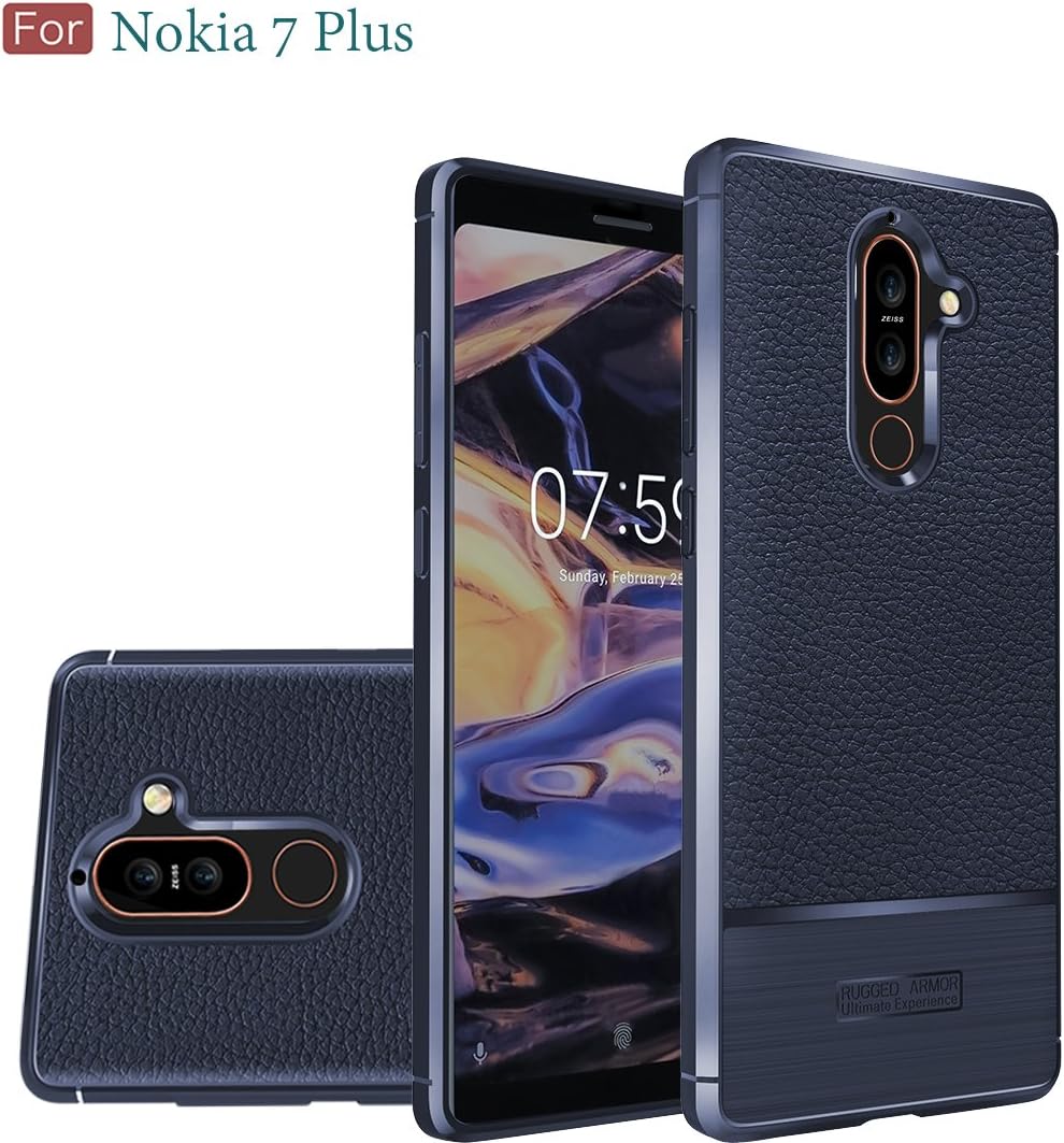 Nokia 7 Plus Case, Wellci Flexible TPU Soft Skin Silicone Cover for Nokia 7 Plus (Navy)