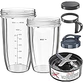 Nutribullet Blender Cups & Blade Replacement Set, 32oz & 24oz Nutribullet cups with Lid To-Go Lid and Lip Ring, Replacement Cups for Nutri Bullet Blenders 600w & Pro 900w Accessories 6 PCS