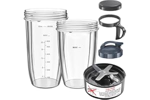 UBYNID Nutribullet Blender Cups & Blade Replacement Set, 32oz & 24oz Nutribullet cups with Lid To-Go Lid and Lip Ring, Replacement Cups for Nutri Bullet Blenders 600w & Pro 900w Accessories 6 PCS