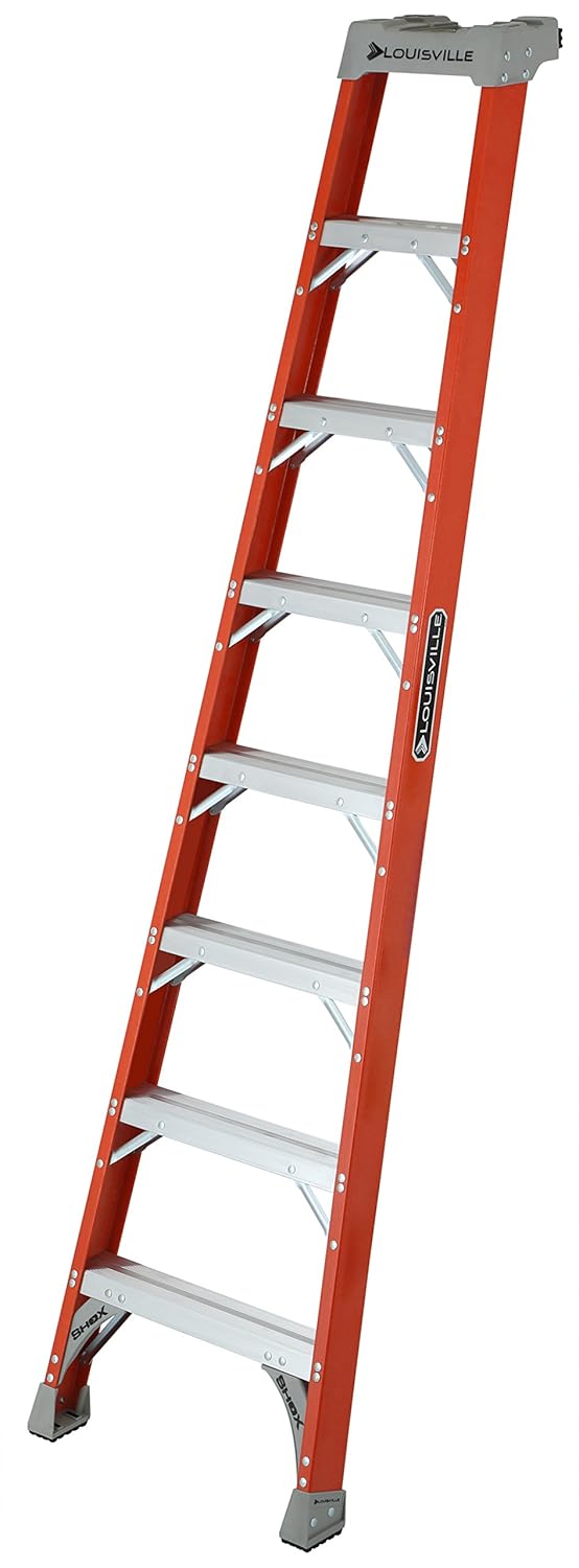 Louisville Ladder FH1508 Type IAA Fiberglass Pro Shelf Ladder with 300-Pound Load Capacity, 8-Feet
