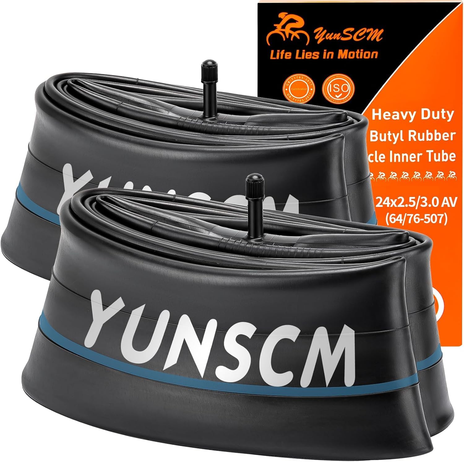 2-Pack 24" Fat Tire Tubes 24 x 2.5/3.0 AV 32mm Valve Compatible with 24 x 2.5 24 x 2.6 24 x 2.8 24 x 3.0 Bike Tyre Tubes