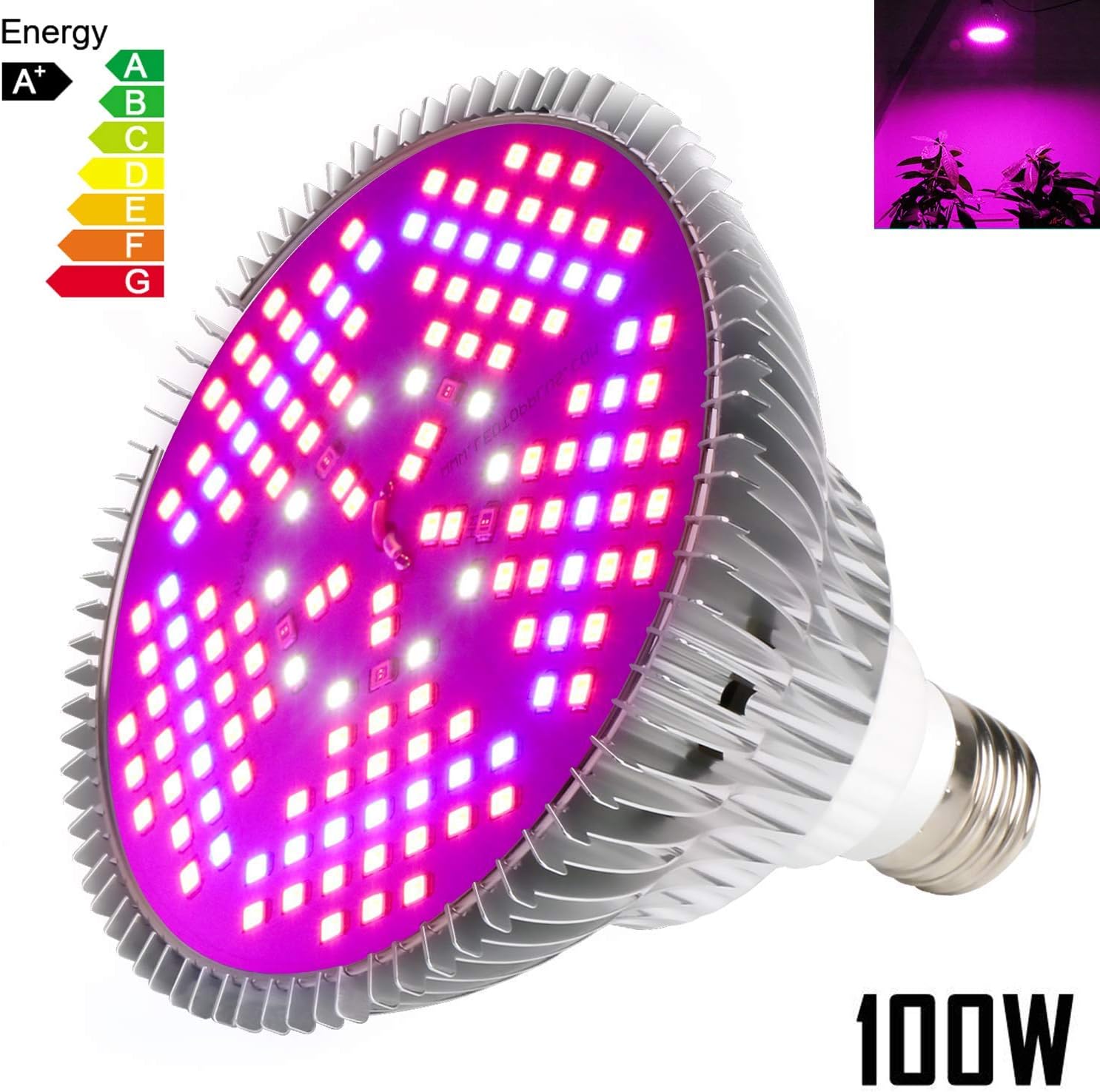 EEIEER 100W Led Grow Light Bulbs Full Spectrum,150 LEDs indoor plant growing lights Lamp for Vegetable Greenhouse Hydroponic, E27 Indoor Grow Light