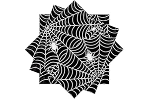 COQUETTEBOW012 50PCS Halloween Napkins | Black Spider Web Paper Napkins | Disposable Halloween Cocktail Napkins for Party Favor Supplies, 13 x 13 Inch