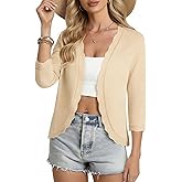 GRACE KARIN Women Lightweight Summer Cardigans 3/4 Sleeve Cropped Cardigan Sweaters Open Front Bolero Shrug