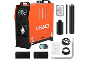 Likaci Diesel Heater All in One 5KW-8KW 12V/ 24V Diesel Air Car Parking Heater with Upgraded LCD Switch Display and Remote Control, Fast Heating, for RV, Garage, Car Trailer, Truck, Boat-Orange