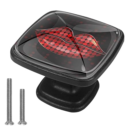 Schrankknöpfe, Halter, leuchtend rote Lippen, Kleiderschrankknöpfe für