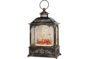 GenSwin Christmas Car Snow Globe Lantern Battery Operated Water Swirling Glitter with 6H Timer, Musical LED Lighted Scene for Christmas Home Decoration Gift