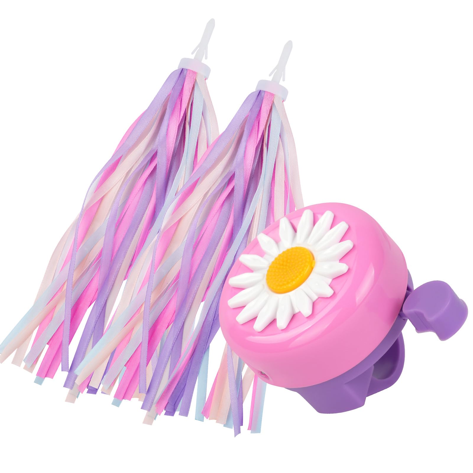 flintronic Bike Bell, Kids Bicycle Bell with Loud Crisp Clear Sound, Bell Bike Accessories Safe Cycling Aluminum Warning Scooter Tricycles Bell Flower Design, with Colorful Streamers