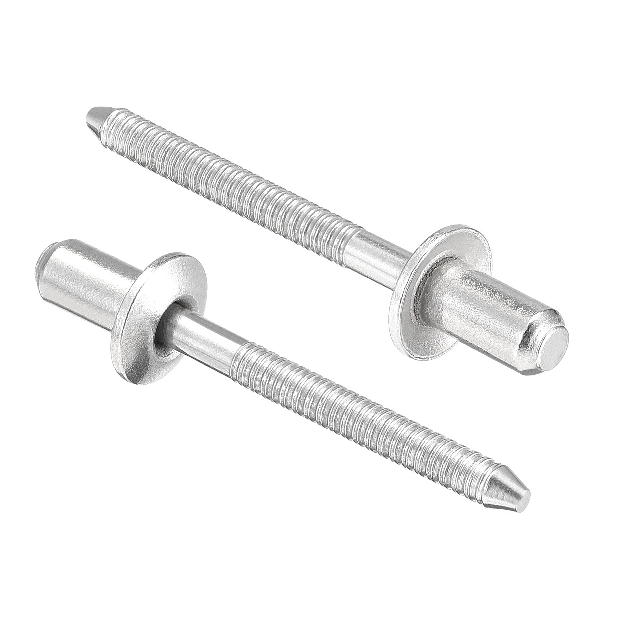 sourcing map Blind Rivets, 304 Stainless Steel Pull Rivets Core Decoration Rivets 4.8mm Diameter 9mm Grip Length Close End Silver Tone, 100pcs