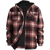Big and Tall Flannel Shirts for Men Heavy Warm Sherpa Lined Fleece Plaid Jacket with Chest Pockets Brown 2X-Large
