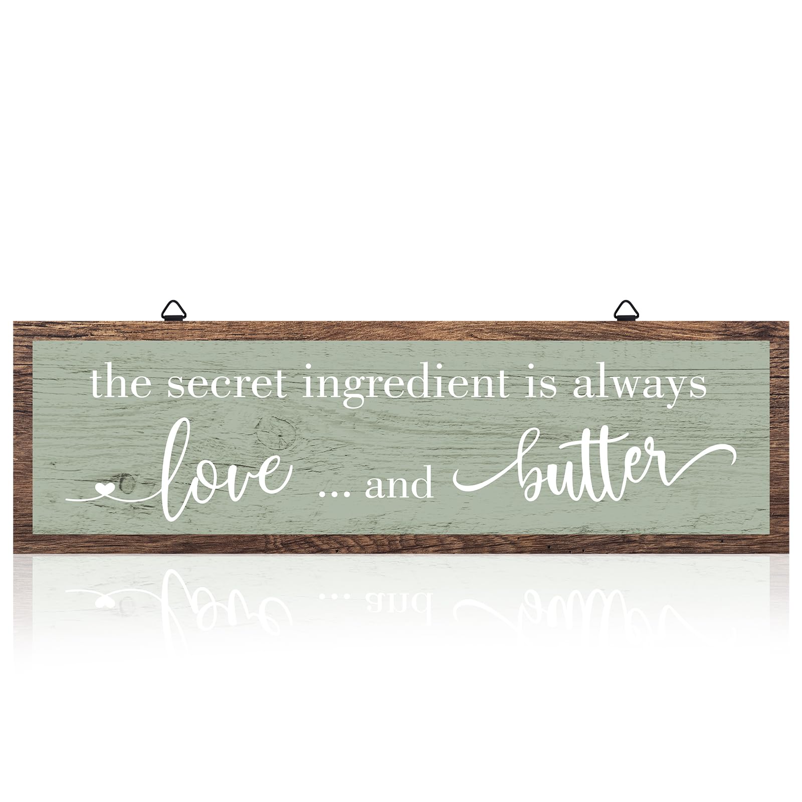 Photo 1 of Jetec The Secret Ingredient Is Always Love and Butter Sign Funny Wood Kitchen Sign Funny Farmhouse Wall Decor Rustic Kitchen Wall Decoration, 15.7 x 4.7 Inch(Green)