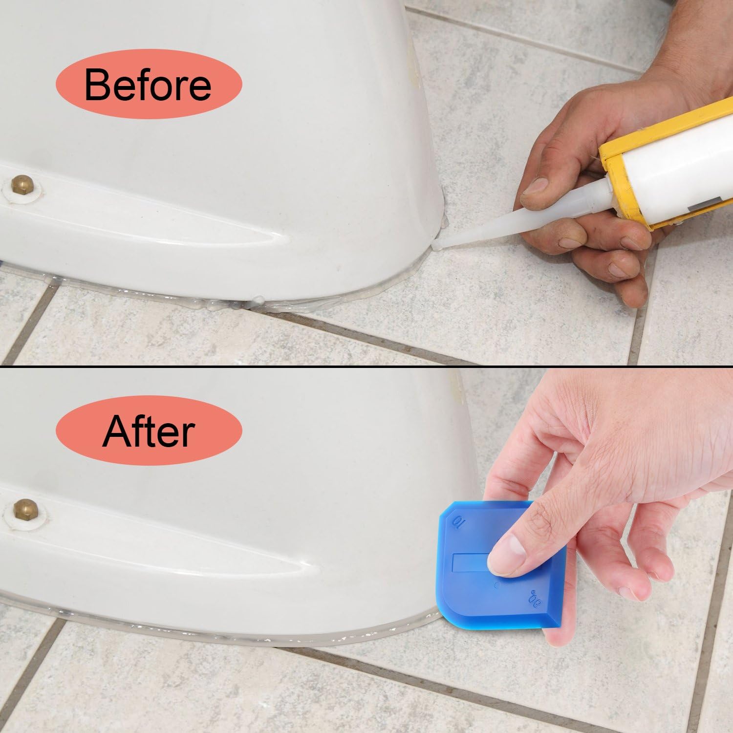Outus 2 Pieces Caulking Tool Set Silicone Sealant Grout Finishing Tool for Kitchen Bathroom Floor Sealant Sealing, Blue - - 