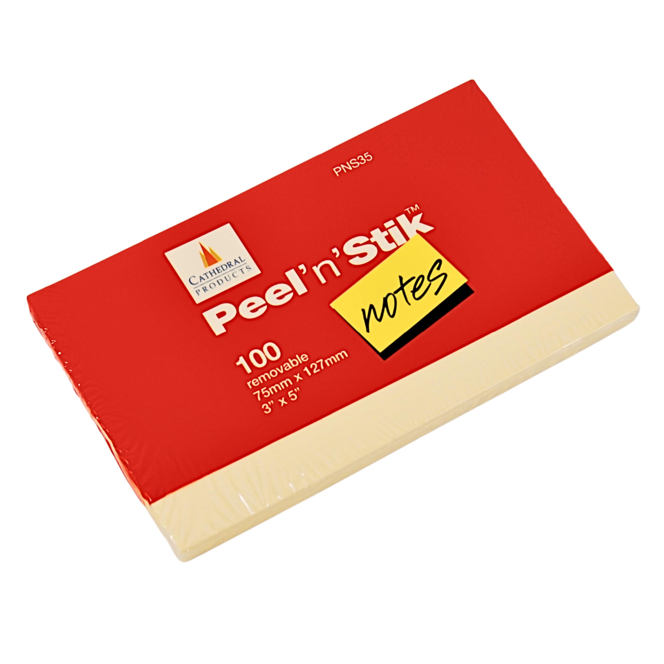 Cathedral Products 76 x 127mm Classic Yellow Sticky Notes - 12 Pads, 100 Sheets per Pad