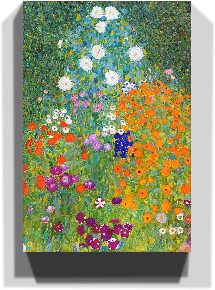 (20x14 Inch / 50x35cm) Gustav Klimt Flower Garden Canvas Print, Mixed, 40.6L x 14W cm - Image 3