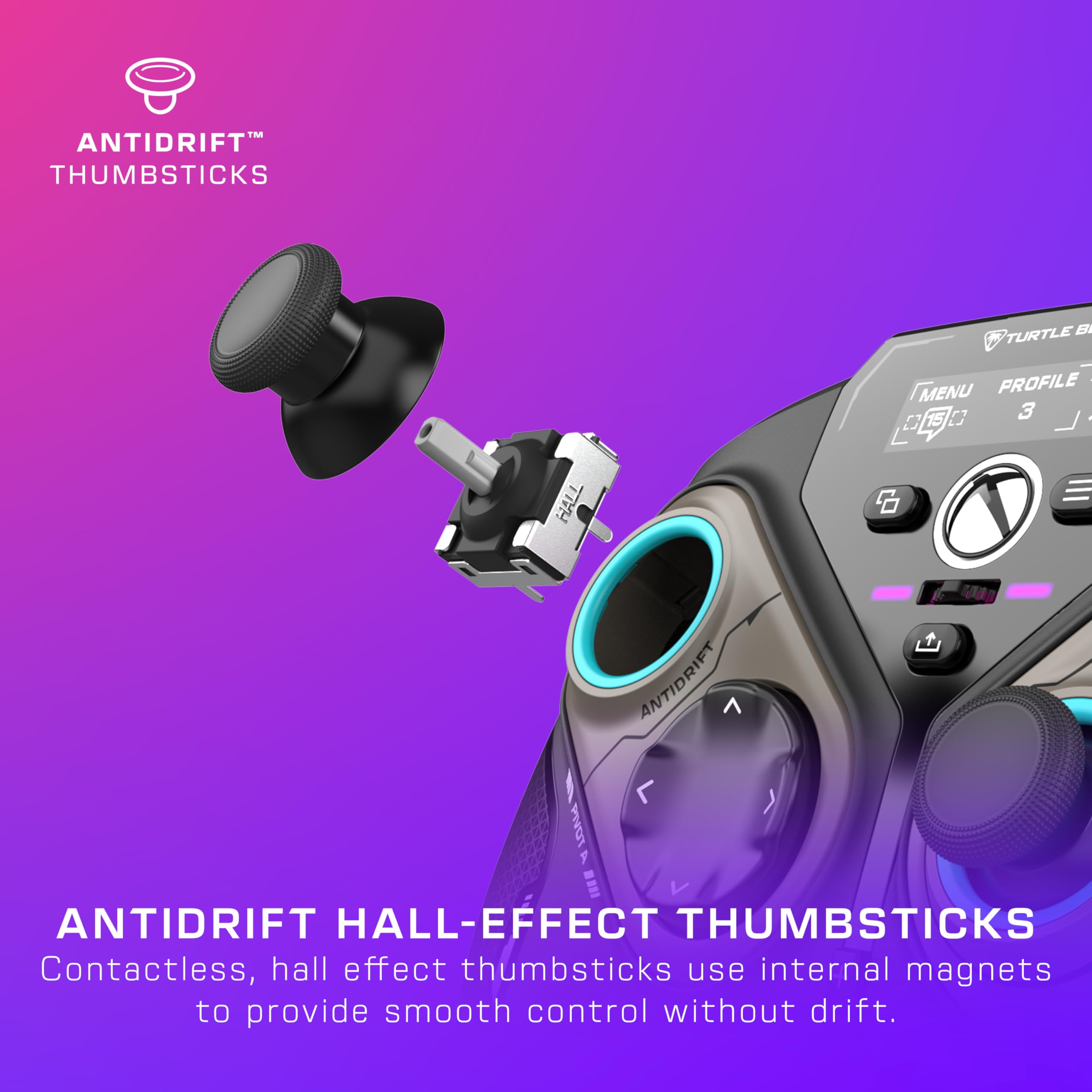 Turtle Beach Stealth Pivot Wireless Smart Game Controller Officially Licensed for Windows PC – Rotating Modules, Display Dashboard, Hall-Effect Sticks, Remappable Buttons, Bluetooth, 20-Hour Battery