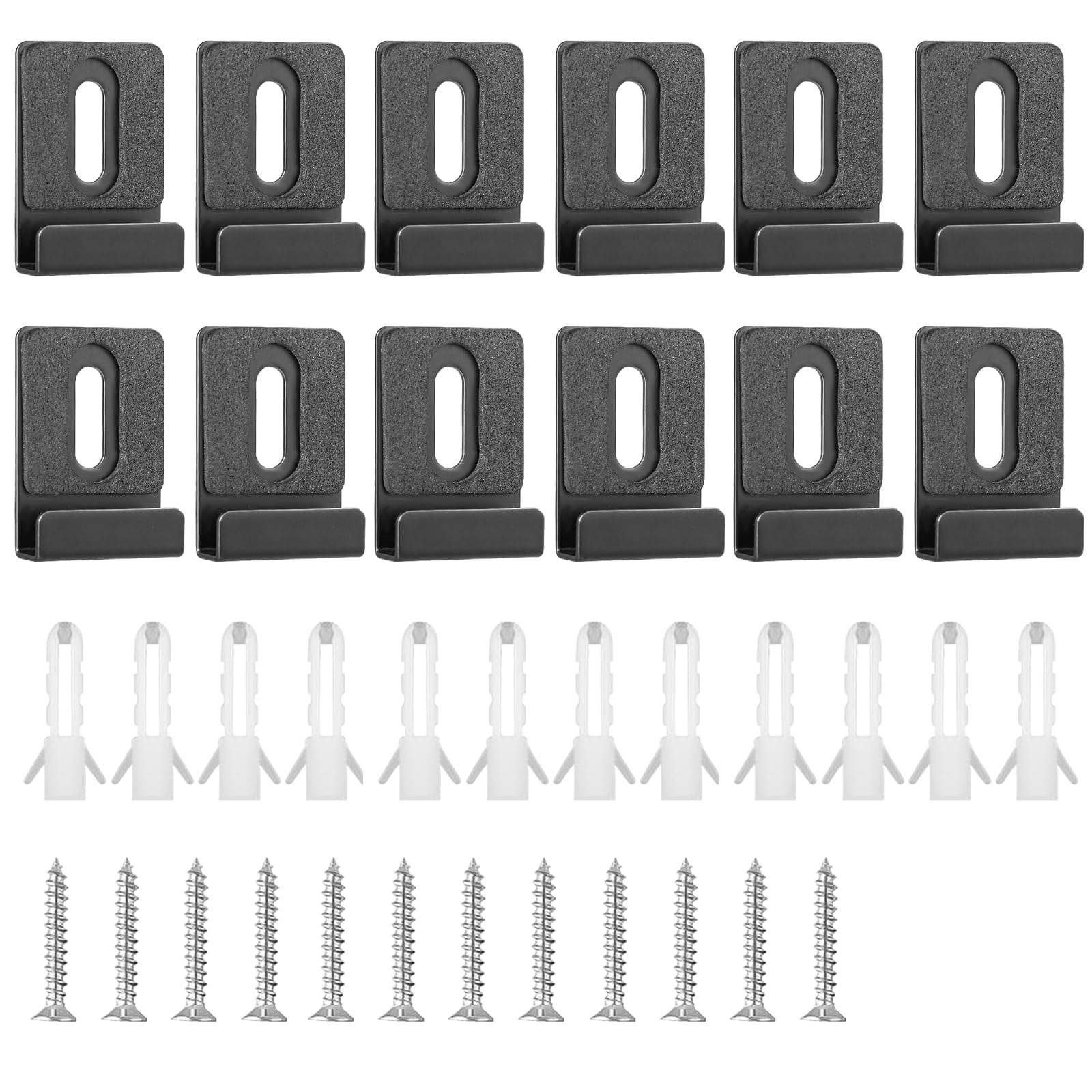 12 Pcs Mirror Fixings, Metal Mirror Clips Heavy Duty Wall Mount for Frameless Mirror & Tile(12 Pcs Black)