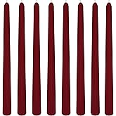 8 Pack 10 Inch Burgundy Smooth Taper Candle Set, 7/8 Inch Unscented Driples Candlesticks for Home Decoration, 6-7 Hours Burn
