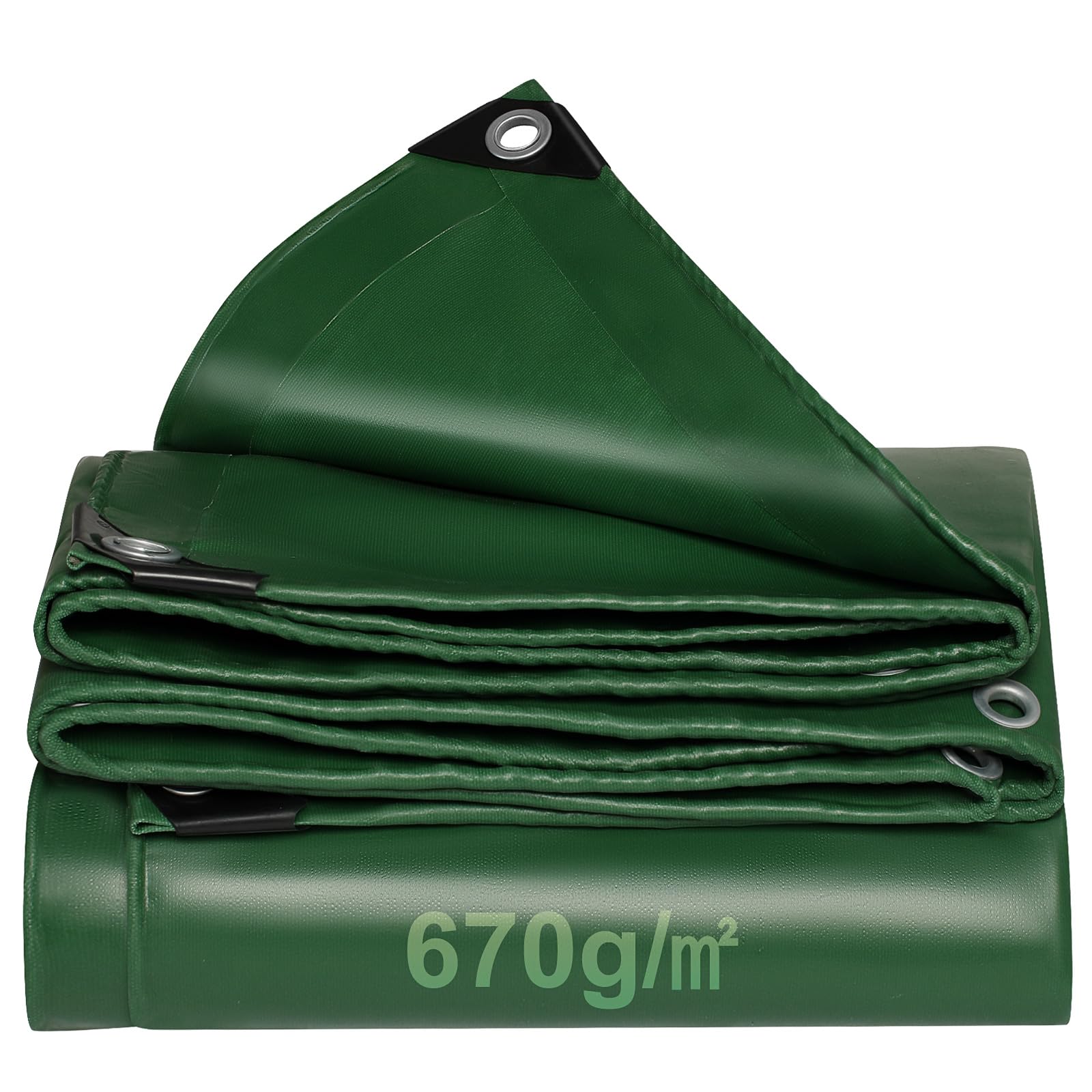 Tarpaulin PVC waterproof heavy duty 670g/m² Green,Reinforced Eyelets,Weatherproof, dust,snow,UV,cover for Outdoor Groundsheet Chicken Roof pool pond Building Caravan Lorry Boat tarp (4M x 4M)