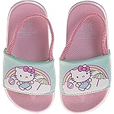 Josmo Gabbys Dollhouse Hello Kitty Slides Open Toe Sandals with Backstrap - Kid Girls Summer Beach Water Pool Shoes (sizes: 5-10 Toddlers / 11-12 Little Kids)