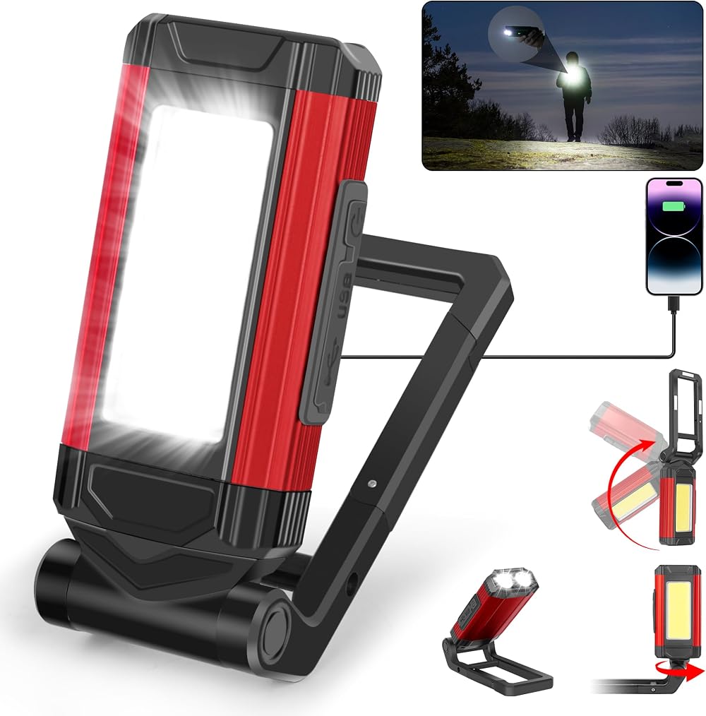 Daphomeu LED Flashlight 2 Pack Magnetic Rotatable Base 1000 Lumens USB-C