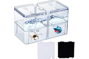 TSXUREPAW Mini Fish Tank, 3-in-1 Small Betta Tank Stackable Tiny Aquarium Tank - Divided Compartments Beta Fish Tanks for 2 Betas - 2/5 Gallon Fish Bowl for Sea Monkeys Baby Fishes Shrimp Clownfish (Clear)