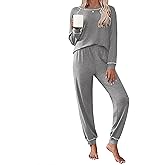 Ekouaer Pajamas Set for Women Soft Comfy Pjs Sets Long Sleeve Sleepwear Loungewear S-XXL