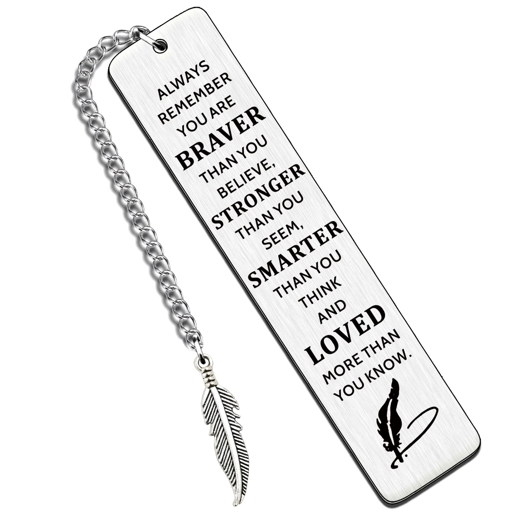 HULALA Inspirational Gifts for Women Men Stainless Steel Bookmark for Book Lover Student Friends Daughter Son Birthday Graduation Christmas Gifts Always Remember You are Braver
