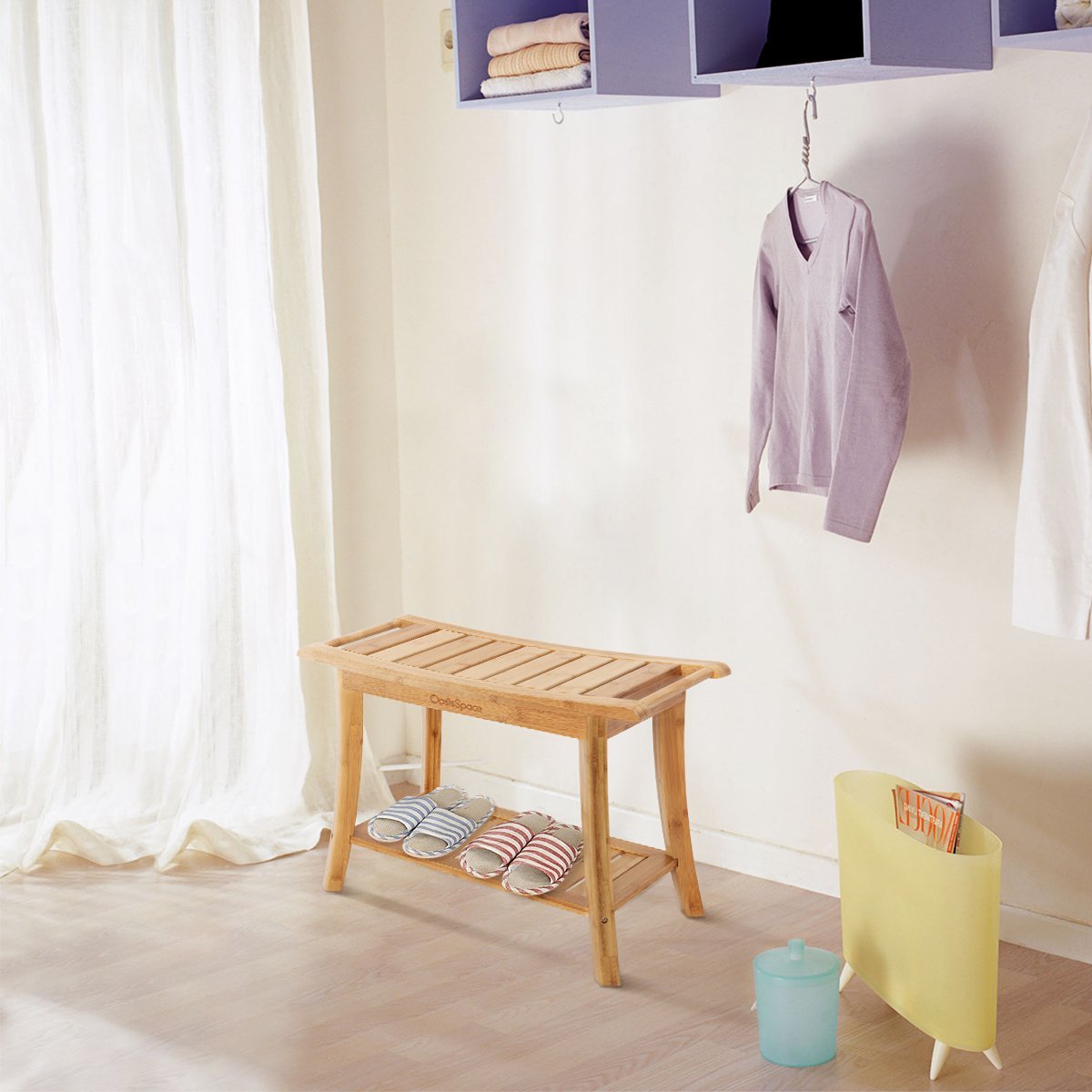 OasisSpace Bamboo Shower Bench, 24