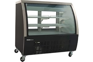 PEAKCOLD Small Curved Glass Deli Case; Meat or Seafood Display Showcase; 48" W