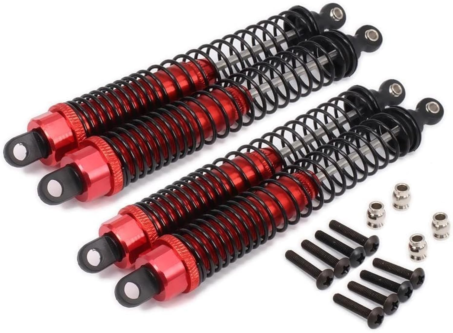 RCAWD Aluminum RC Shock Absorber Damper 130mm Oil Adjustable for RC Car 1/10 Crawler Truck Upgraded Hop-Up Parts HPI HSP Losi Axial Tamiya Redcat Himoto Losi 4pcs/set(Red)
