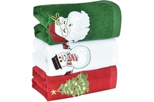 housewife cabinets Large Size Christmas Hand Towels for Bathroom 15x 24 inch Pack of 3, Cotton Christmas Kitchen Towels, Decorative Embroidery Holiday Towels Sets