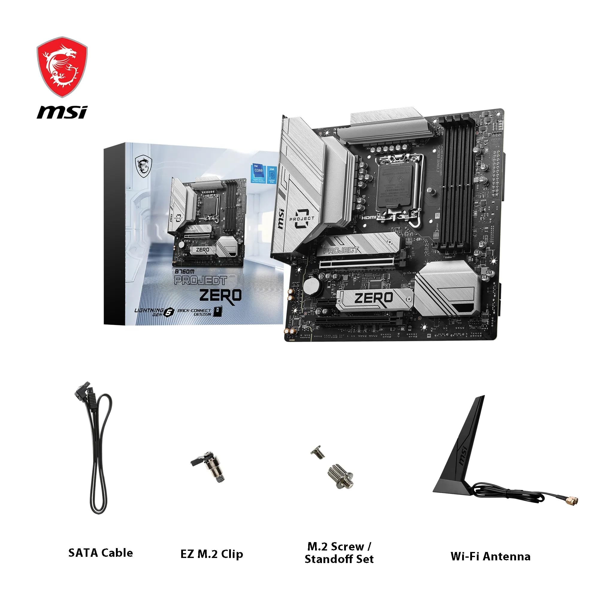 Msi B760M Project Zero, Back-Connect Micro-Atx - Supports Intel 12Th &Amp; 13Th Gen Core Processors, Lga 1700 - 75A Drmos Vrm, Ddr5 Memory Boost 7800+Mhz/Oc, Pcie 5.0 X16, 2 X M.2 Gen4, Intel Wi-Fi 6E - View 7