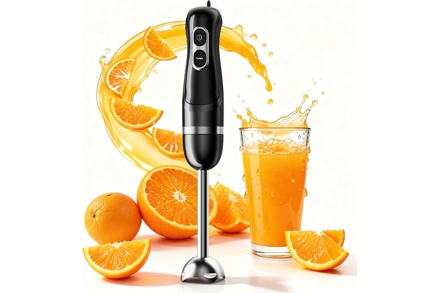 Turelar Immersion Blender Corded 400W, 2 Speed, Emulsifier, Blend, BPA-Free | Hand Blender Stick Mixer, Ergonomic Handle, Sta Book