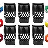 HERCHR 6pcs Billiard Pockets, Plastic Pool Table Pockets Replacement Heavy Duty Billiard Web Pocket Net Balls Storage Pool Table Inserts Accessories