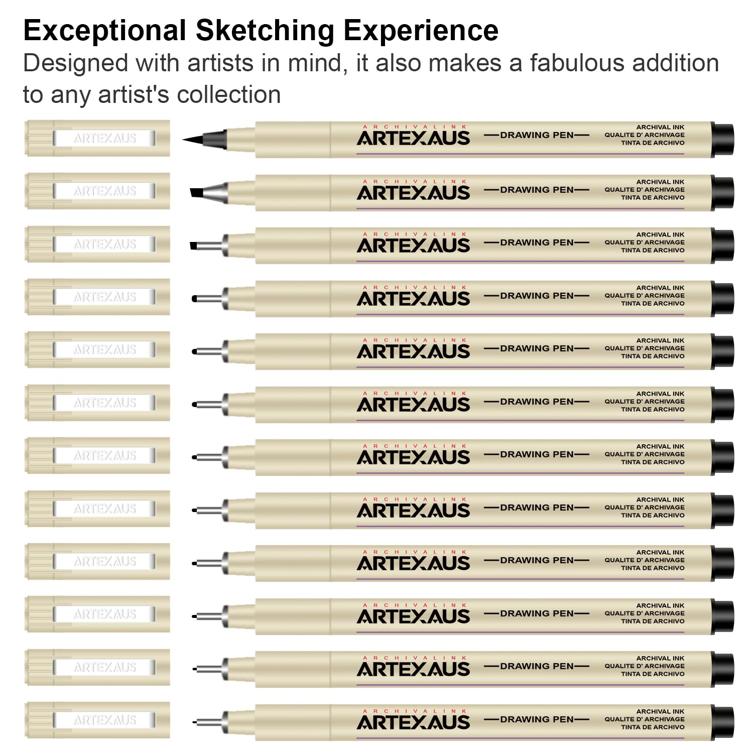 Micro Fineliner Drawing Art Pens, 12 Assorted Sizes, Waterproof Archival Ink, Art Supplies for Adults Sketching, Calligraphy, Technical Illustrators.