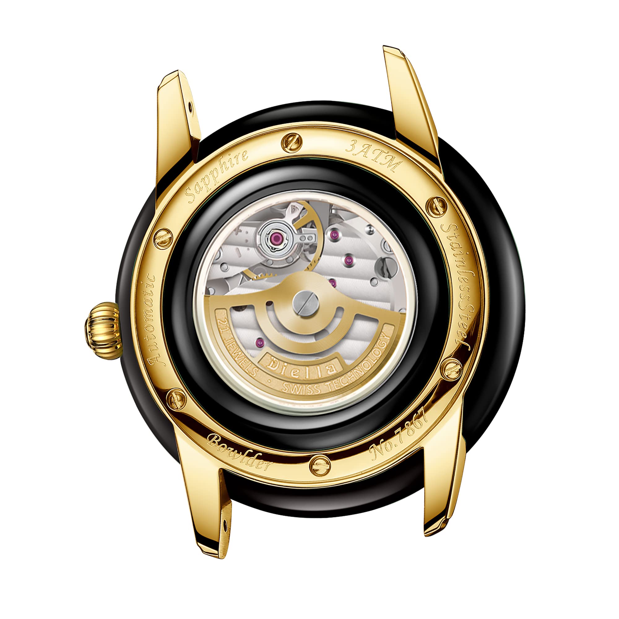 Diella Automatic Watches for Men and Women,Luxury Jade Wrist Dress Watch with Luminous Display,Waterproof